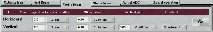 Align: Profile beam parameters